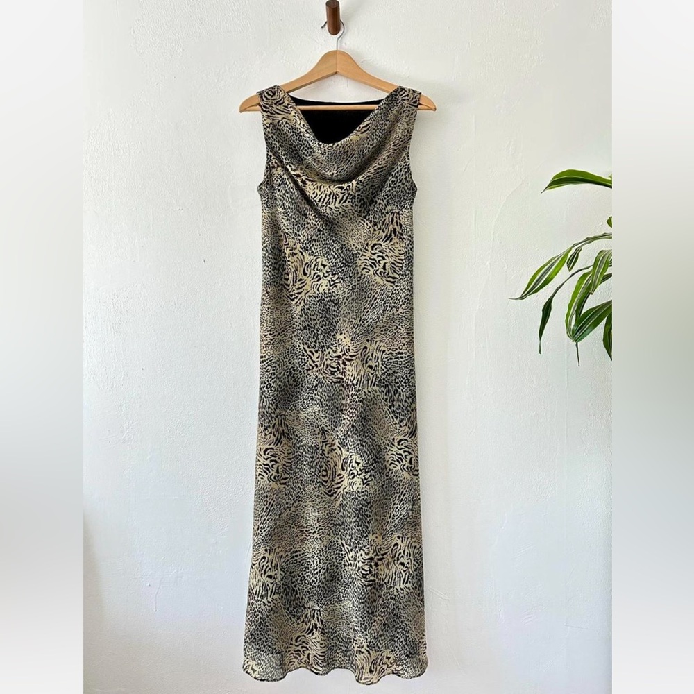 Vintage Cowl Neck Animal Print Dress‎
